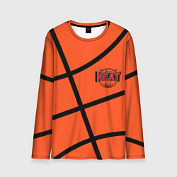 Лонгслив мужской Майами Хит - баскетболная разметка, цвет: 3D-принт