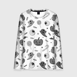 Лонгслив мужской Halloween grey and white, цвет: 3D-принт