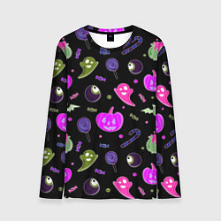 Лонгслив мужской Halloween pink black pumpkin, цвет: 3D-принт