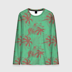 Лонгслив мужской Palm brown turquoise, цвет: 3D-принт