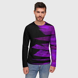 Лонгслив мужской Color purple black stripes, цвет: 3D-принт — фото 2