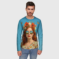 Лонгслив мужской Девушка в очках, цвет: 3D-принт — фото 2