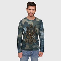 Лонгслив мужской ВМФ волк на камуфляже, цвет: 3D-принт — фото 2
