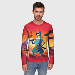 Лонгслив мужской Бендер ниндзя в Японском пейзаже, цвет: 3D-принт — фото 2