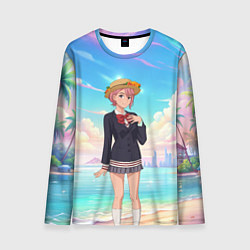 Лонгслив мужской Дандадан Сиратори Айра на берегу моря, цвет: 3D-принт