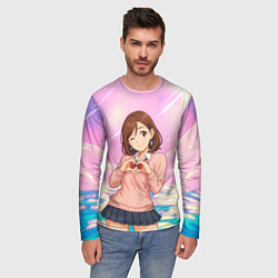 Лонгслив мужской Сиратори Айра делает сердечко руками - Дандадан, цвет: 3D-принт — фото 2