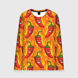 Лонгслив мужской Огненный перец паттерн, цвет: 3D-принт
