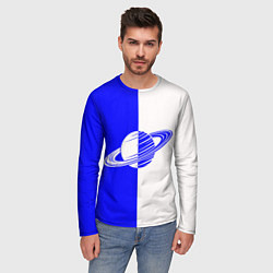 Лонгслив мужской Сатурн сине-белый, цвет: 3D-принт — фото 2