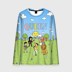 Лонгслив мужской Queen мультяшный стиль на поляне, цвет: 3D-принт