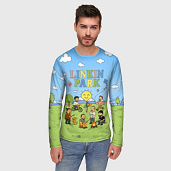 Лонгслив мужской Linkin Park мультяшный стиль на поляне, цвет: 3D-принт — фото 2