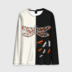 Лонгслив мужской Стрекозы на черно-белом, цвет: 3D-принт