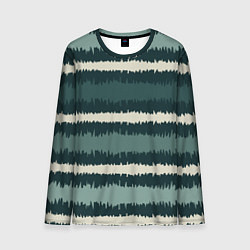 Лонгслив мужской Полосы зигзагообразные зеленые, цвет: 3D-принт