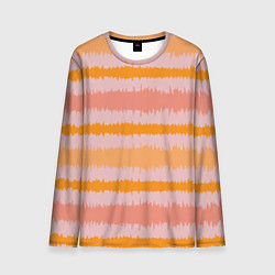 Лонгслив мужской Полосы зигзагообразные оранжево-розовые, цвет: 3D-принт