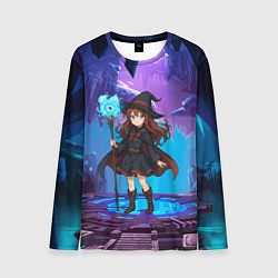 Лонгслив мужской Аниме девочка маг с волшебных посохом, цвет: 3D-принт