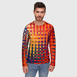Лонгслив мужской Красно-жёлтый абстракция, цвет: 3D-принт — фото 2
