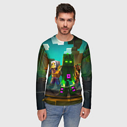 Лонгслив мужской Майнкрафт - исследование территории, цвет: 3D-принт — фото 2