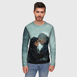 Лонгслив мужской Йеннифэр и Геральт в обнимку, цвет: 3D-принт — фото 2