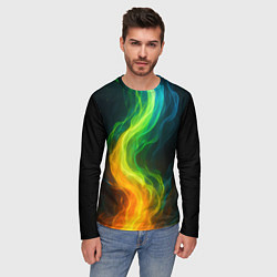 Лонгслив мужской Разноцветное пламя, цвет: 3D-принт — фото 2