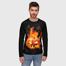 Лонгслив мужской Горящая тыква джек, цвет: 3D-принт — фото 2