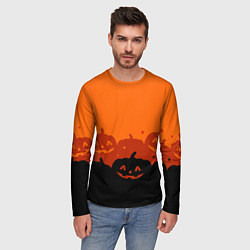Лонгслив мужской Хэллоуин счастливые тыквы, цвет: 3D-принт — фото 2
