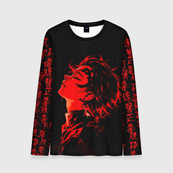 Лонгслив мужской Клинок, рассекающий демонов Танджиро и иероглифы, цвет: 3D-принт