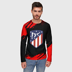 Лонгслив мужской Атлетико Мадрид красные краски, цвет: 3D-принт — фото 2