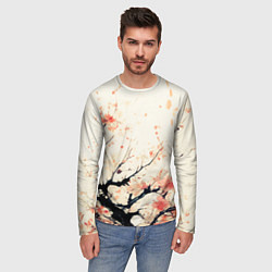 Лонгслив мужской Чёрное дерево с цветами абстракция, цвет: 3D-принт — фото 2