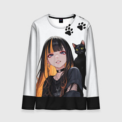 Мужской лонгслив Девушка и кот