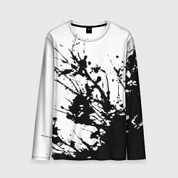 Мужской лонгслив Чёрная взрывная краска на белом