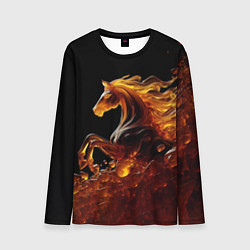 Лонгслив мужской Оранжево желтая лошадь созданная из янтаря, цвет: 3D-принт