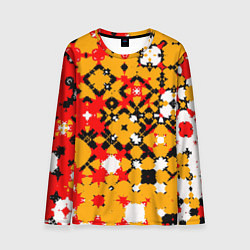 Мужской лонгслив Красно-желтая геометрическая абстракция