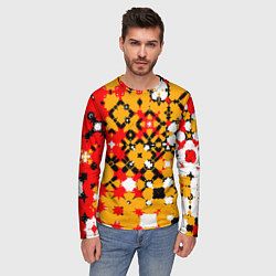 Лонгслив мужской Красно-желтая геометрическая абстракция, цвет: 3D-принт — фото 2