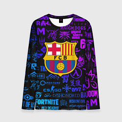 Лонгслив мужской Барселона неоновые логотипы игр, цвет: 3D-принт