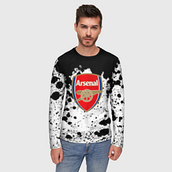 Лонгслив мужской Арсенал черно белые краски, цвет: 3D-принт — фото 2