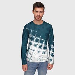 Лонгслив мужской Узорчатая текстура сине-белая, цвет: 3D-принт — фото 2