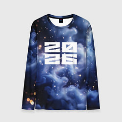 Лонгслив мужской 2026 синяя дымка с искрами, цвет: 3D-принт