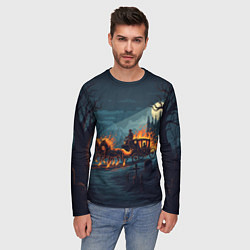 Лонгслив мужской Призраки в горящей конной повозке, цвет: 3D-принт — фото 2