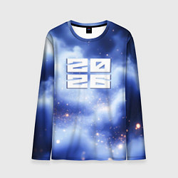 Лонгслив мужской 2026 сине-голубая дымка, цвет: 3D-принт