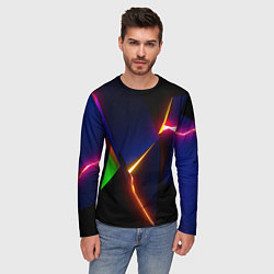 Лонгслив мужской Neon colored geometric, цвет: 3D-принт — фото 2