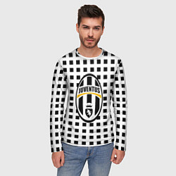 Лонгслив мужской Ювентус клетка геометрия, цвет: 3D-принт — фото 2