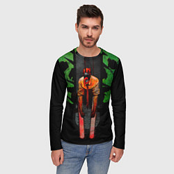 Лонгслив мужской Дэндзи с черепами Человек бензопила, цвет: 3D-принт — фото 2