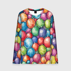 Лонгслив мужской Россыпь новогодних шаров, цвет: 3D-принт
