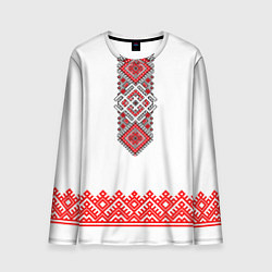 Лонгслив мужской Славянская вышиванка с узорами и оберегом, цвет: 3D-принт