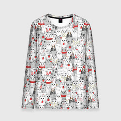 Лонгслив мужской Новогодние котики, цвет: 3D-принт