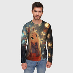 Лонгслив мужской Новогодняя лошадка, цвет: 3D-принт — фото 2