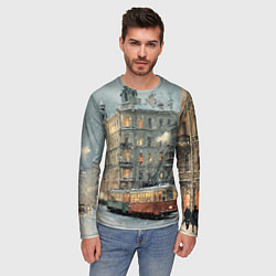 Лонгслив мужской Трамваи в зимнем Санкт-Петербурге, цвет: 3D-принт — фото 2