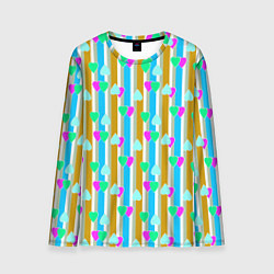 Мужской лонгслив Полосатый с сердечками ретро в горошек