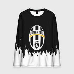 Лонгслив мужской Ювентус белый огонь текстура, цвет: 3D-принт