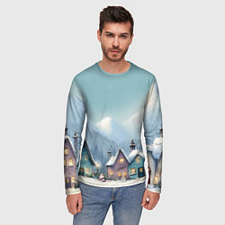 Лонгслив мужской Новогодние дома, цвет: 3D-принт — фото 2