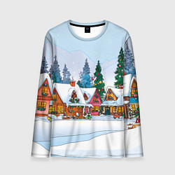 Лонгслив мужской Новогодник дворик, цвет: 3D-принт